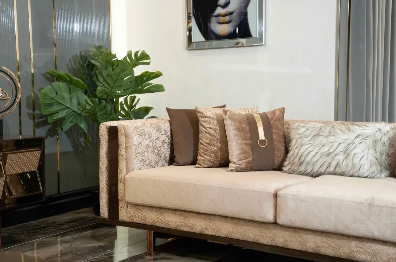 Nocturne luxury furniture collection featuring mirrored sofa detailing, geometric dining table, sculptural chairs, and modern glam interior design.