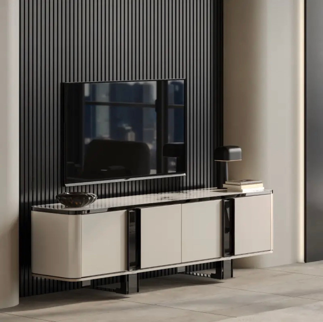 Facet modern luxury furniture collection with curved sectional seating, marble dining table, and sculptural lounge chairs.