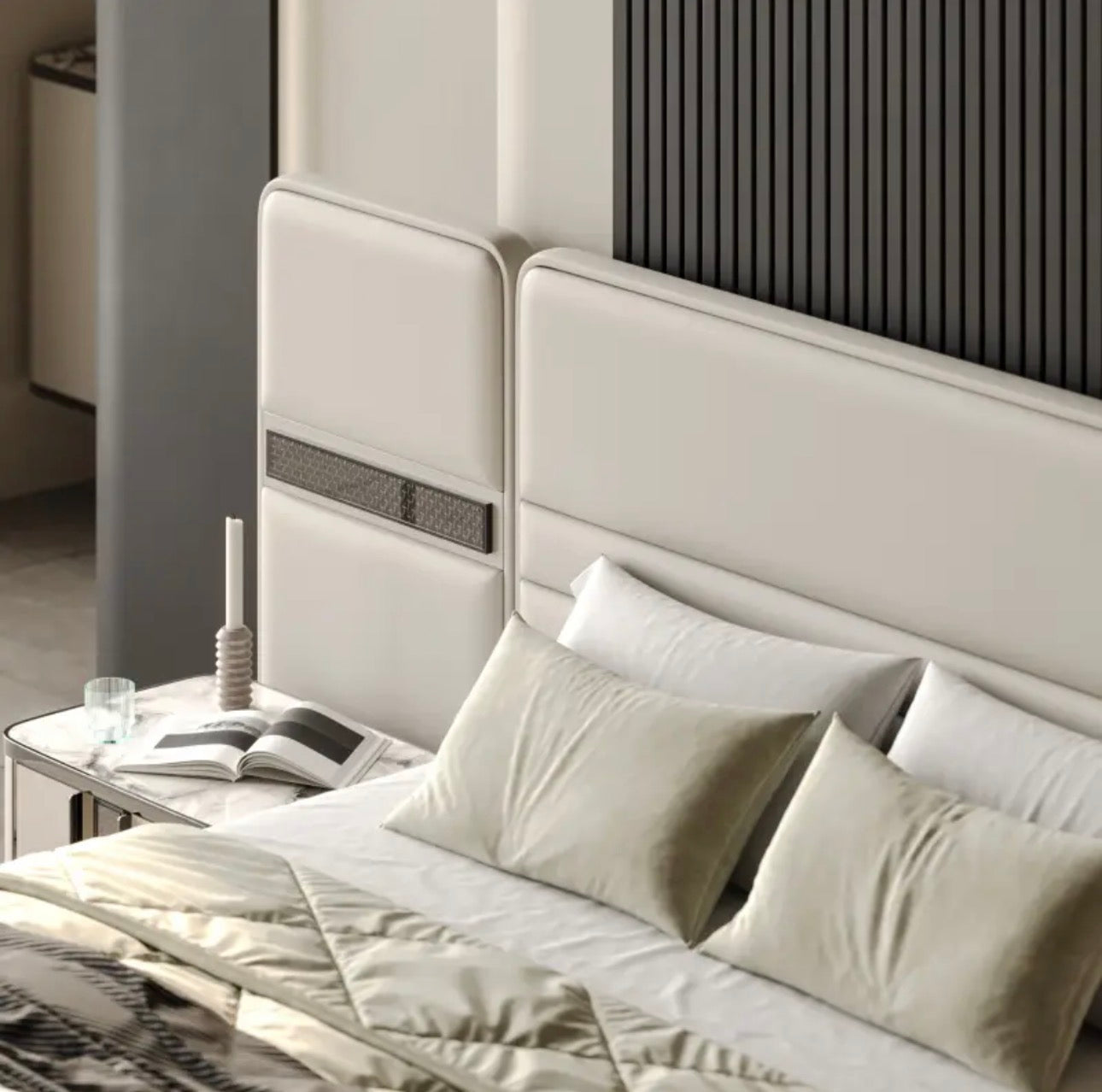 Facet modern luxury furniture collection with curved sectional seating, marble dining table, and sculptural lounge chairs.