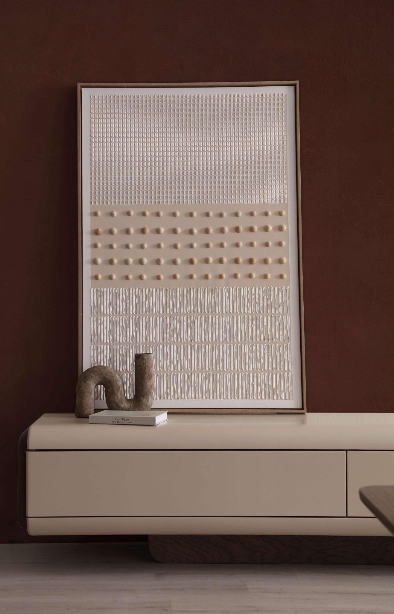 Elan modern sculptural furniture collection featuring curved modular sofa, neutral upholstery, and contemporary luxury living room design.