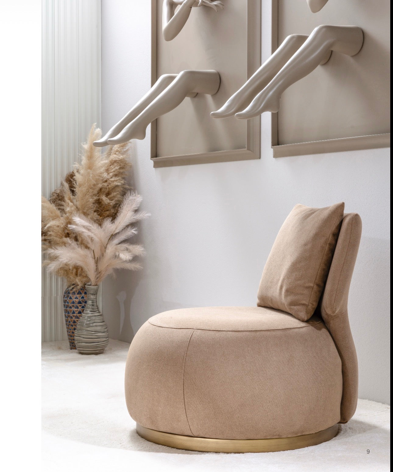 Stoneveil luxury furniture collection featuring modular sofa seating, modern dining table, sculptural accent chairs, luxury bedroom design, and illuminated walk in wardrobe.