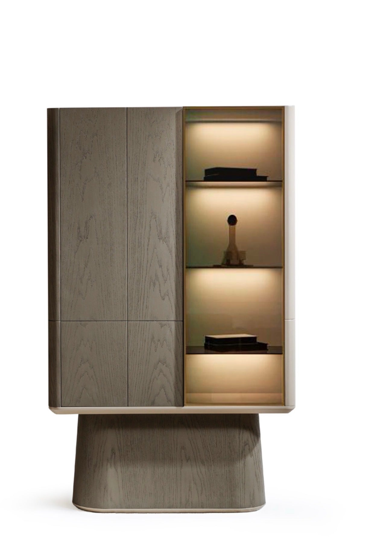 Stoneveil luxury furniture collection featuring modular sofa seating, modern dining table, sculptural accent chairs, luxury bedroom design, and illuminated walk in wardrobe.