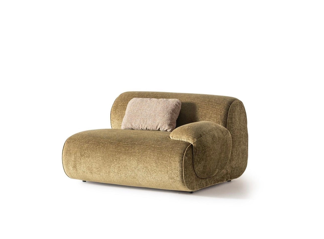 Lumen modern organic living room collection with curved sectional sofa, natural wood coffee tables, and warm minimalist interior design.