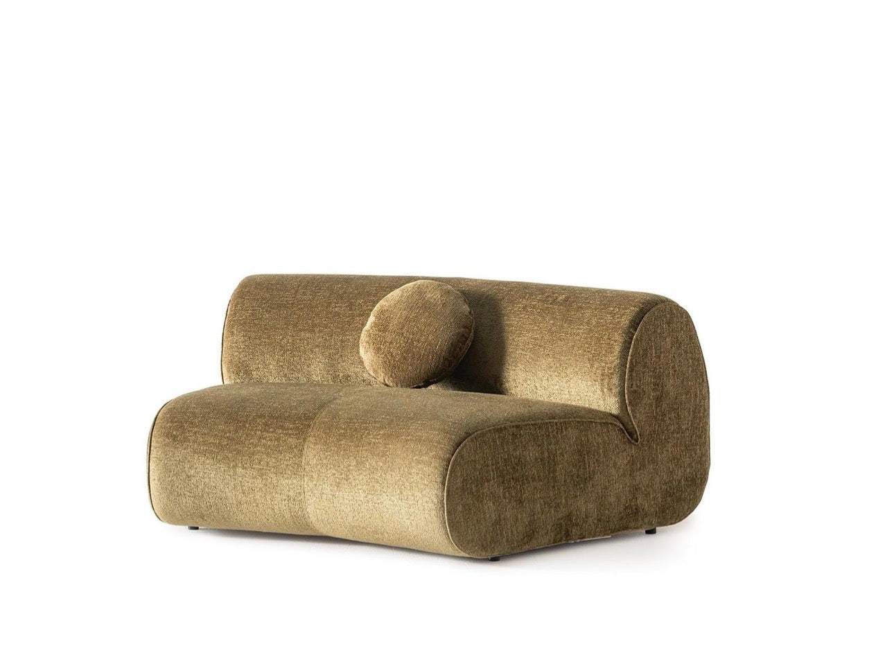 Lumen modern organic living room collection with curved sectional sofa, natural wood coffee tables, and warm minimalist interior design.