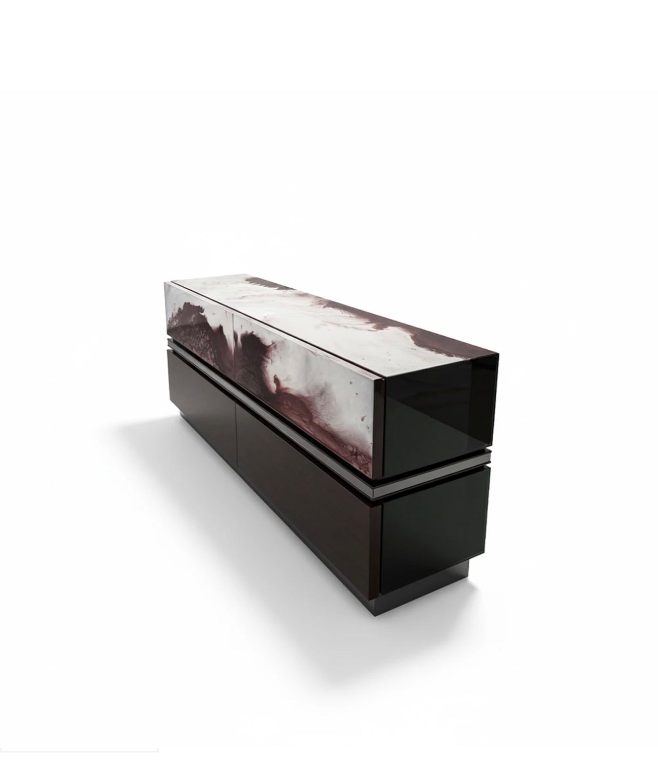 Forge luxury furniture collection featuring dramatic dining set, modern chandelier, and deep espresso contemporary living room furniture.