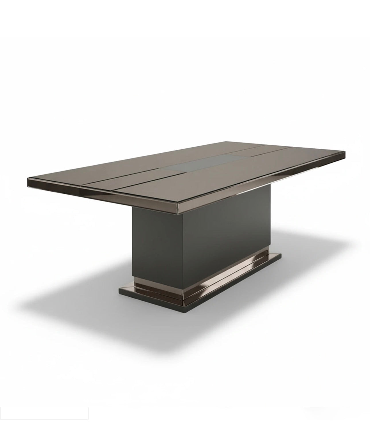 Forge luxury furniture collection featuring dramatic dining set, modern chandelier, and deep espresso contemporary living room furniture.