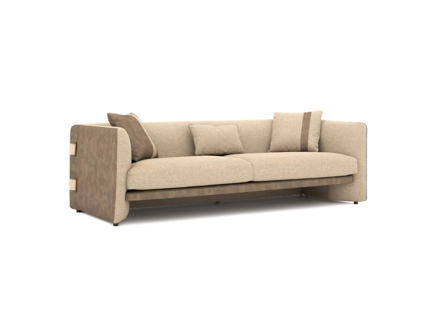 Ledger modern luxury living room furniture with tailored sofas, lounge chairs, and minimalist coffee tables in a contemporary interior.