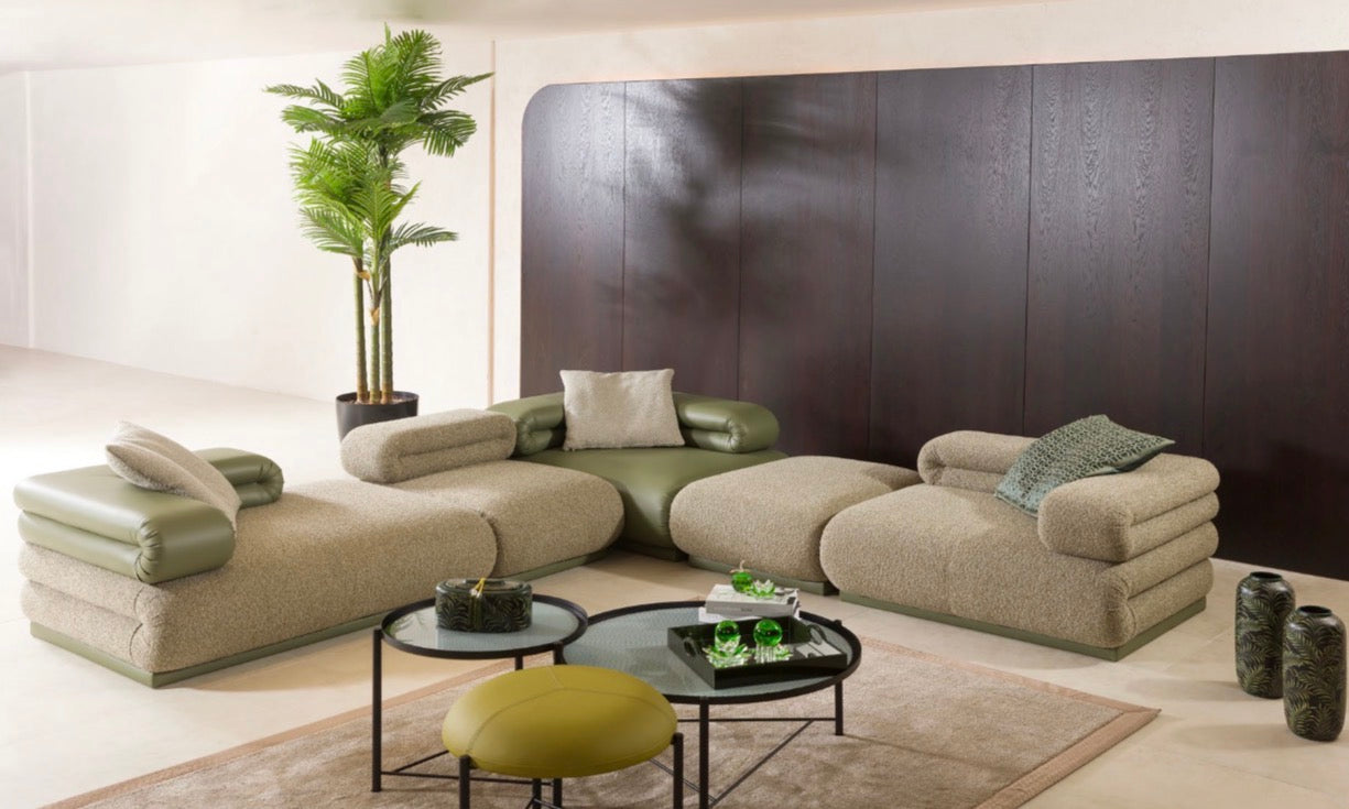 Cadence modern luxury living room furniture collection with sculptural modular sofa and contemporary lounge seating.