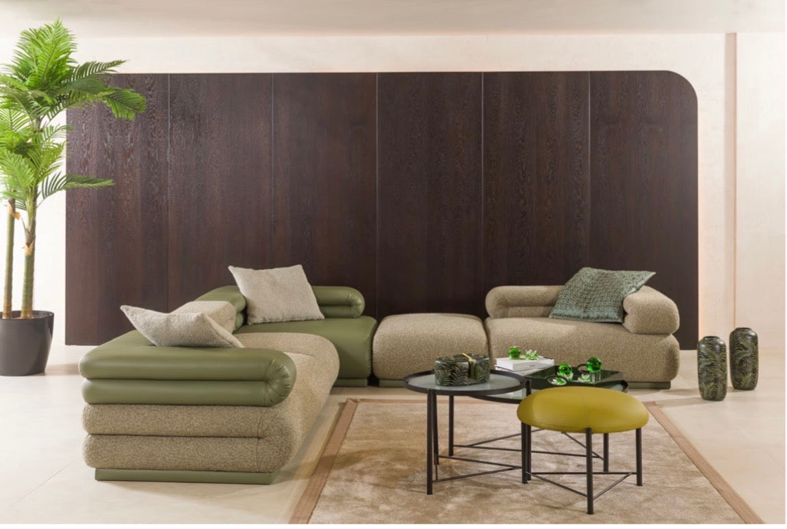 Cadence modern luxury living room furniture collection with sculptural modular sofa and contemporary lounge seating.