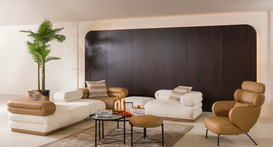 Cadence modern luxury living room furniture collection with sculptural modular sofa and contemporary lounge seating.