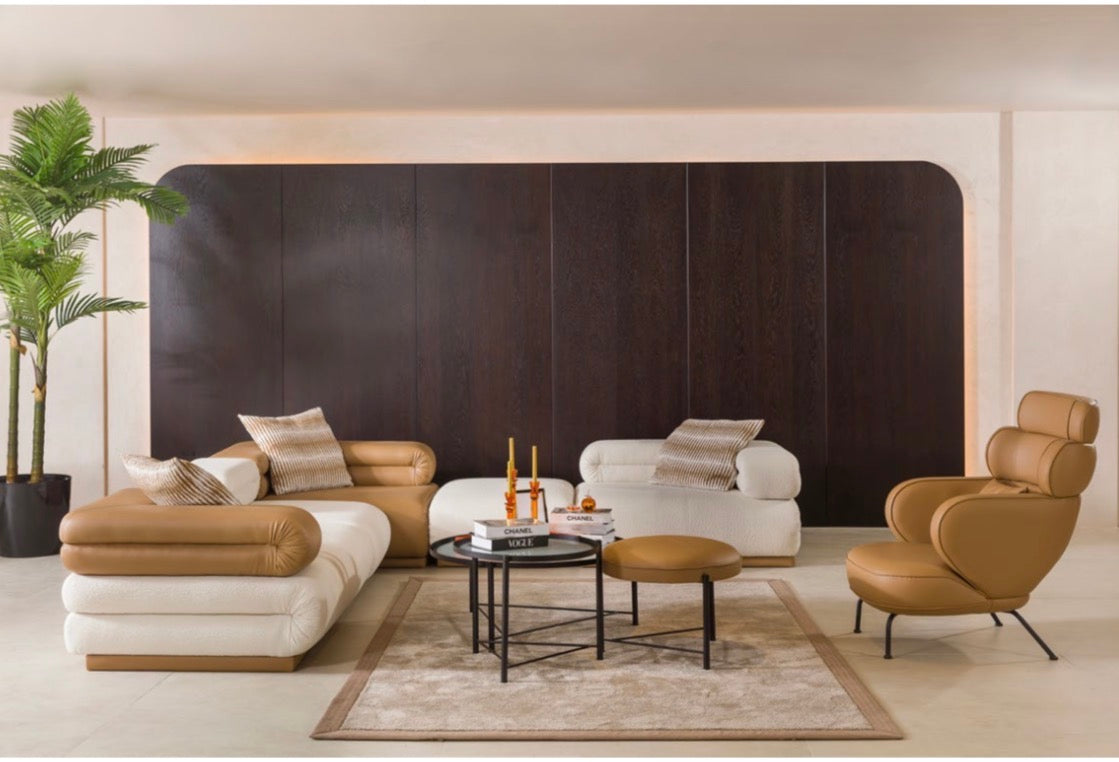 Cadence modern luxury living room furniture collection with sculptural modular sofa and contemporary lounge seating.