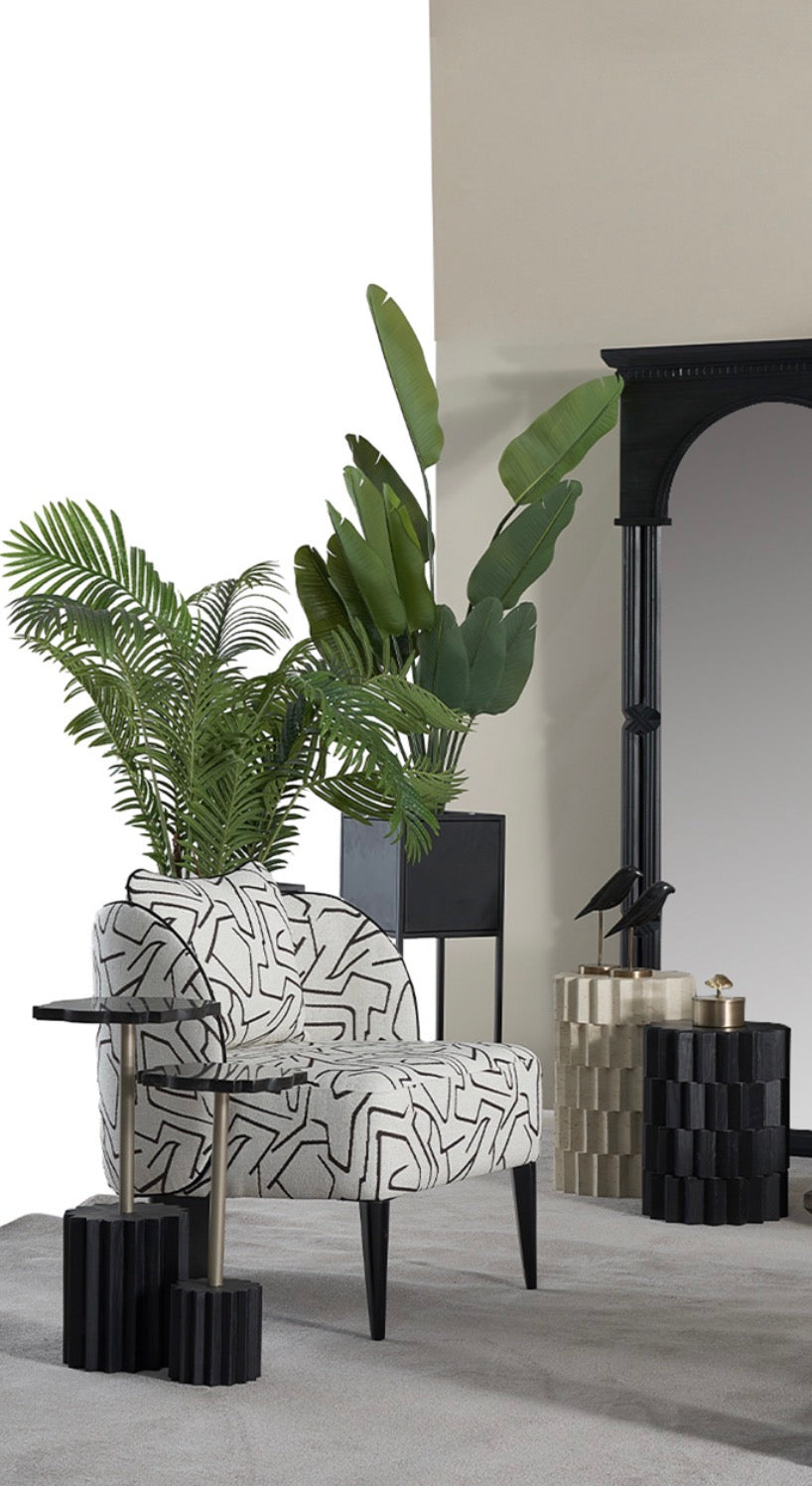 Haven modern luxury dining furniture collection with sculptural dining table, upholstered chairs, and architectural sideboard.