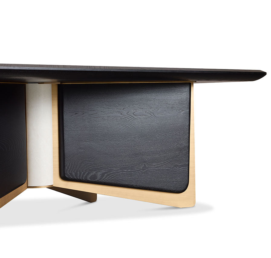 Equinox luxury living room furniture collection featuring modern leather sofa, sculptural lounge chairs, and contemporary shelving design.