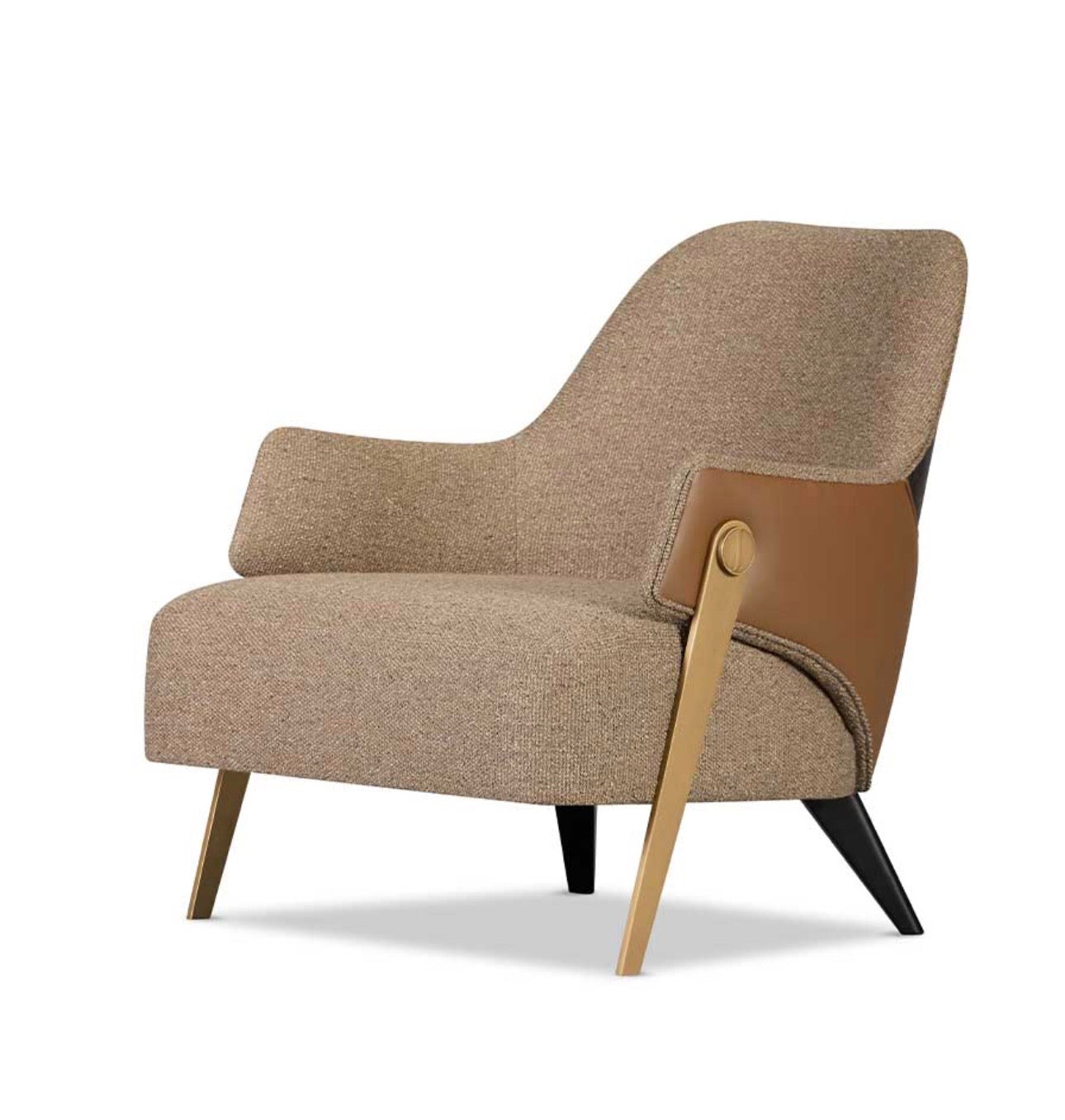 Equinox luxury living room furniture collection featuring modern leather sofa, sculptural lounge chairs, and contemporary shelving design.