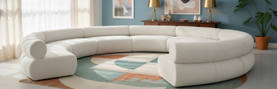 Fancci Heartline Society curved sectional sofa with circular layout designed for modern luxury living rooms and social seating.